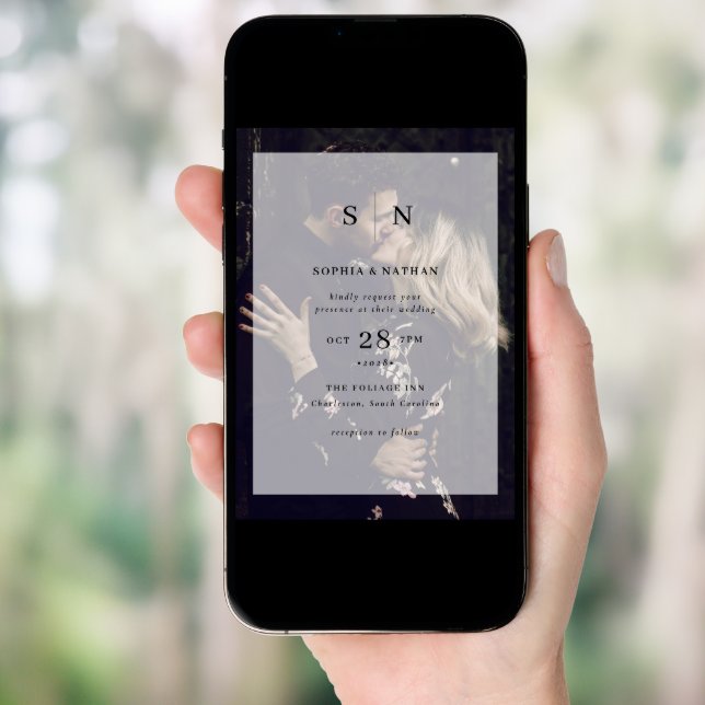Minimal and Chic Photo Overlay All in One Wedding Invitation (Front Digital)