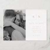 Minimal and Chic | Photo Save the Date Rose Gold Foil Invitation (Front)