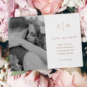 Minimal and Chic   Photo Save the Date Rose Gold Foil Invitation