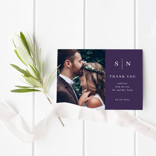 Minimal and Chic | Photo Wedding BUDGET Thank You (A colorful yet classic wedding thank you card with room for two of your favorite photos)