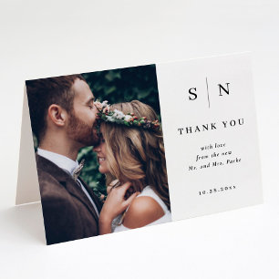Minimal and Chic   Photo Wedding Letterpress Thank You Card