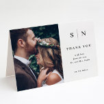 Minimal and Chic | Photo Wedding Thank You Card<br><div class="desc">These elegant,  modern wedding thank you folded cards feature a simple black and white text design that exudes minimalist style,  with your favorite personal wedding photo. Add your initials or monogram to make them completely your own.</div>
