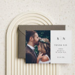 Minimal and Chic | Photo Wedding Thank You Postcard<br><div class="desc">These elegant,  modern wedding thank you postcards feature a simple black and white text design that exudes minimalist style,  with your favorite personal wedding photo. Add your initials or monogram to make them completely your own.</div>