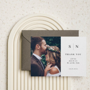 Minimal and Chic   Photo Wedding Thank You Postcard