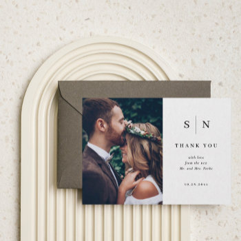 Minimal And Chic | Photo Wedding Thank You Postcard by Customize_My_Wedding at Zazzle