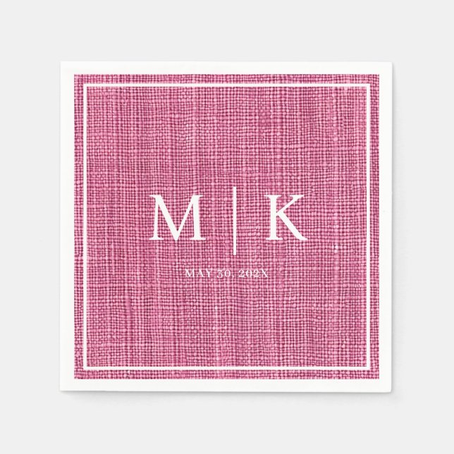 Minimal and Chic | Pink Denim Fabric Wedding  Napkins (Front)