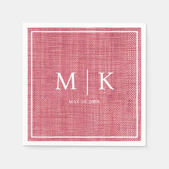 Minimal and Chic | Pink Denim Fabric Wedding  Napkins (Front)