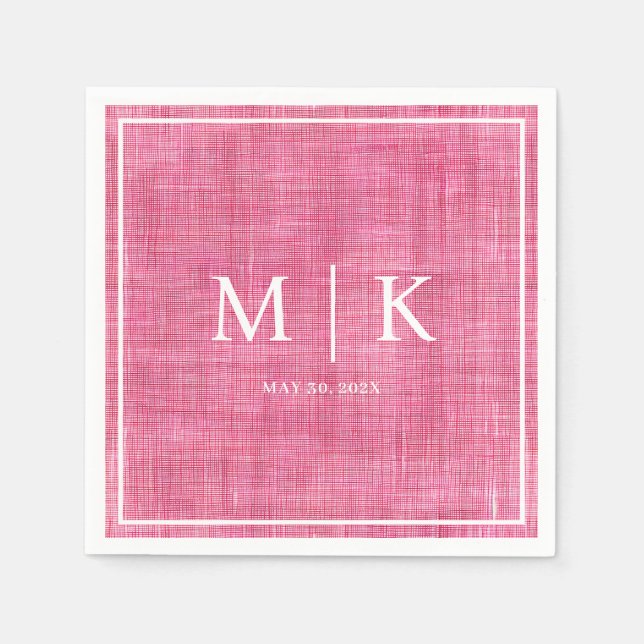 Minimal and Chic | Pink Denim Fabric Wedding  Napkins (Front)
