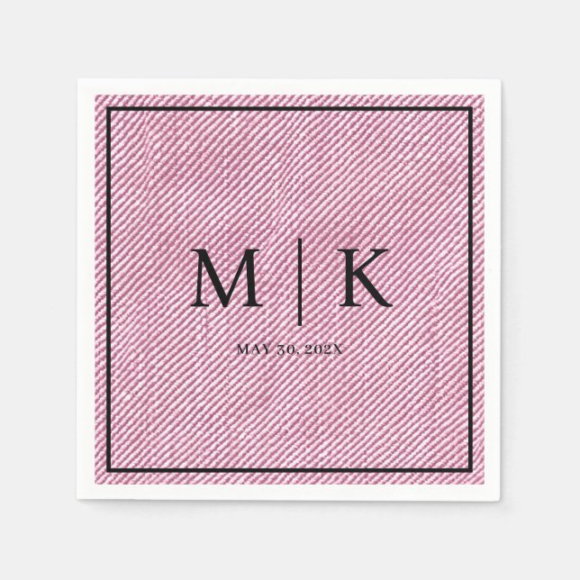 Minimal and Chic | Pink Denim Fabric Wedding  Napkins (Front)