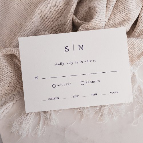 Minimal and Chic  Purple and White Meal Choice RSVP Card