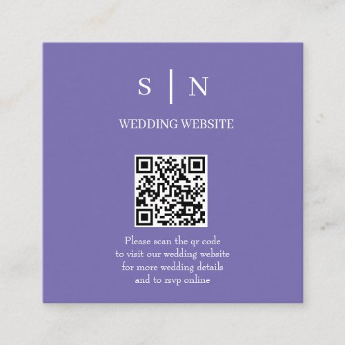 Minimal and Chic  Purple and White QR Code Enclosure Card