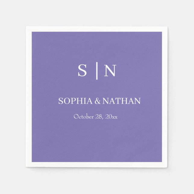 Minimal and Chic | Purple and White Wedding Napkins (Front)