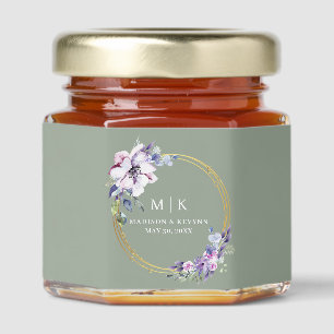 Minimal and Chic Purple Gold Sage Green   Wedding  Honey Jar Favors
