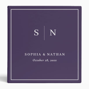 Minimal and Chic   Purple Wedding 3 Ring Binder