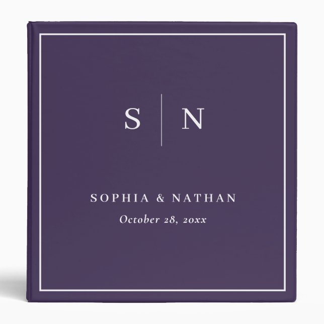 Minimal and Chic | Purple Wedding 3 Ring Binder (Front)