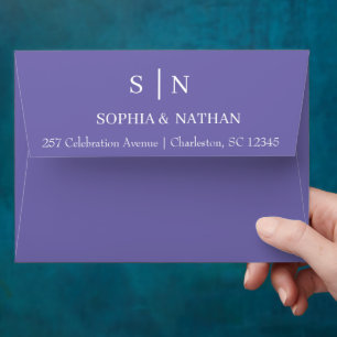 Minimal and Chic Purple Wedding Envelope