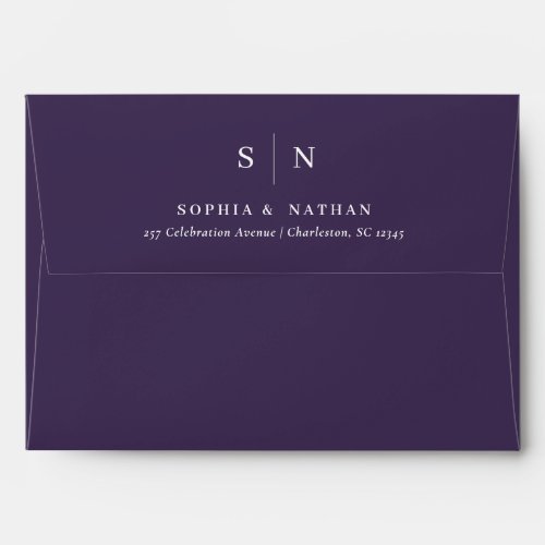 Minimal and Chic  Purple Wedding Envelope
