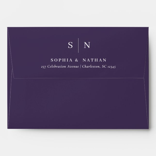 Minimal and Chic | Purple Wedding Envelope (Back (Top Flap))