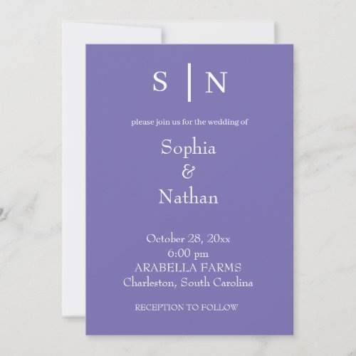 Minimal and Chic  Purple Wedding Invitation