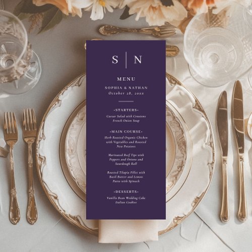 Minimal and Chic | Purple Wedding Menu