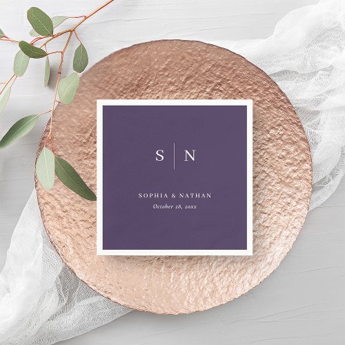 Minimal and Chic  Purple Wedding Napkins