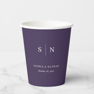 Minimal and Chic   Purple Wedding Paper Cups