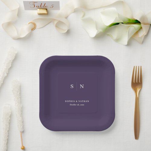 Minimal and Chic Purple  Wedding Paper Plates