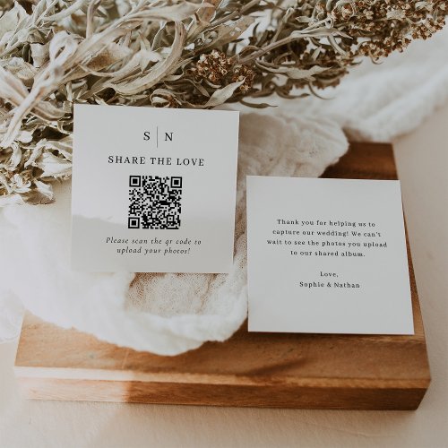 Minimal and Chic  QR Code Wedding Share the Love Enclosure Card