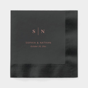 Minimal and Chic Rose Gold on Black Foil Napkins