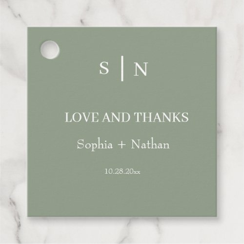Minimal and Chic  Sage Green and White Wedding Favor Tags