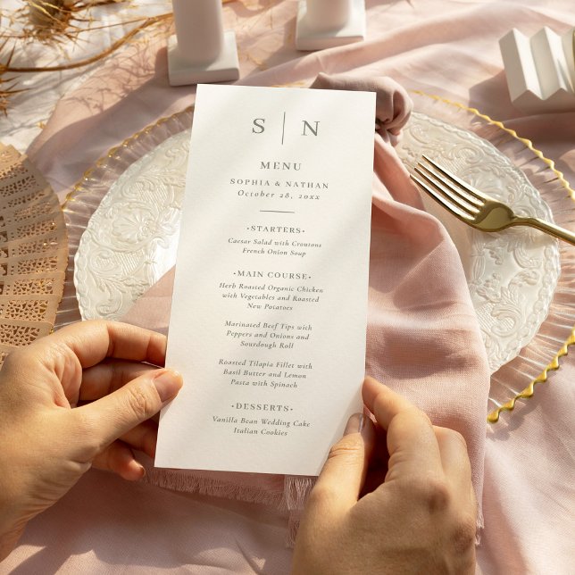 Minimal and Chic | Sage Green and White Wedding Menu (Creator Uploaded)
