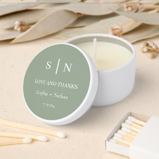 Minimal and Chic | Sage Green and White Wedding Mini Candle Favors