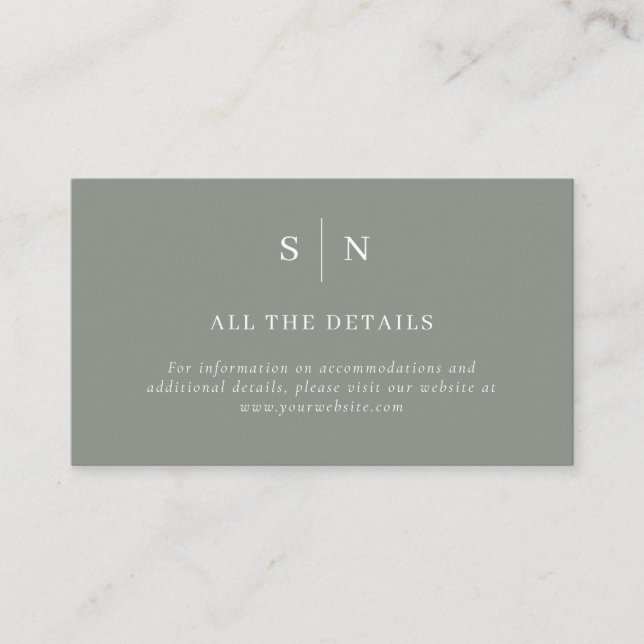Minimal and Chic | Sage Green Details Enclosure Card (Front)