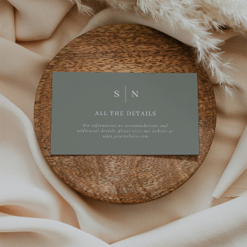 Minimal And Chic | Sage Green Details Enclosure Card by Customize_My_Wedding at Zazzle