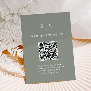 Minimal and Chic Sage Green QR Code Wedding Enclosure Card