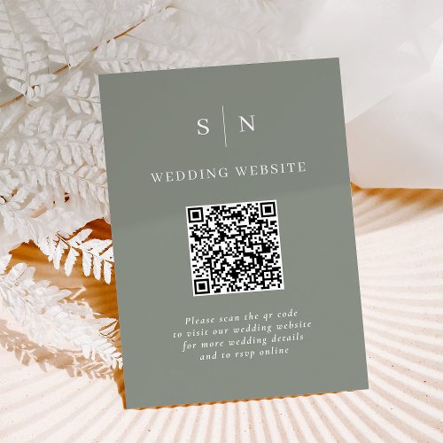 Minimal and Chic  Sage Green QR Code Wedding Enclosure Card