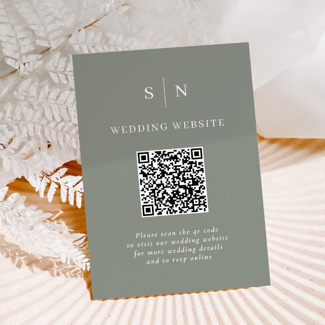 Minimal and Chic | Sage Green QR Code Wedding Enclosure Card (Creator Uploaded)