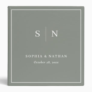 Minimal and Chic Sage Green Wedding 3 Ring Binder