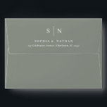 Minimal and Chic | Sage Green Wedding Envelope<br><div class="desc">These elegant,  modern wedding envelopes feature a simple sage green and white text design that exudes minimalist style. The outside is sage green,  and the interior of the envelope is white. Add your initials or monogram to make them completely your own.</div>