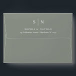 Minimal and Chic | Sage Green Wedding Envelope<br><div class="desc">These elegant,  modern wedding envelopes feature a simple sage green and white text design that exudes minimalist style. The outside is sage green,  and the interior of the envelope is white. Add your initials or monogram to make them completely your own.</div>