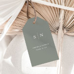 Minimal and Chic | Sage Green Wedding Gift Tags<br><div class="desc">These elegant,  modern sage green wedding favor gift tags feature a simple white text design that exudes minimalist style. Add your initials or monogram to make them completely your own.</div>