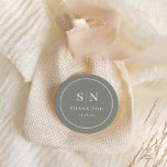 Minimal and Chic | Sage Green Wedding Initial Classic Round Sticker<br><div class="desc">These elegant,  modern wedding thank you favor stickers feature a simple sage green and white text design that exudes minimalist style. Add your initials or monogram to make them completely your own.</div>