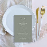 Minimal and Chic | Sage Green Wedding Menu Flyer<br><div class="desc">These elegant,  modern wedding menu cards or rehearsal dinner menu cards feature a simple sage green and white text design that exudes minimalist style. Add your initials or monogram to make them completely your own.</div>