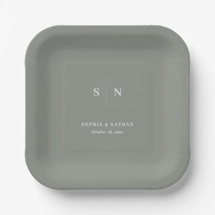 Minimal and Chic Sage Green   Wedding Paper Plates