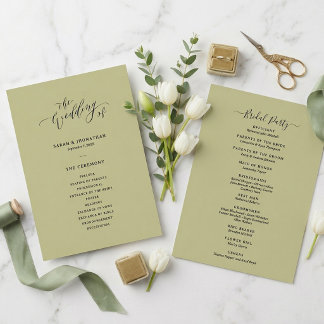 Minimal and Chic Sage Green Wedding Program