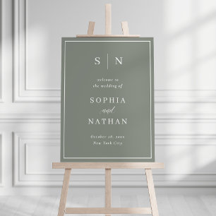 Minimal and Chic Sage Green Wedding Welcome Foam Board