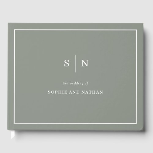 Minimal and Chic Sage Green | White Border Wedding Guest Book