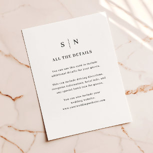 Minimal and Chic Simple Wedding Guest Details Letterpress Enclosure Card