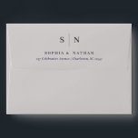 Minimal and Chic | Soft Gray and Black Wedding Envelope<br><div class="desc">These elegant,  modern wedding envelopes feature a simple text design that exudes minimalist style. The outside is gray,  and the interior of the envelope is black. Add your initials or monogram to make them completely your own.</div>