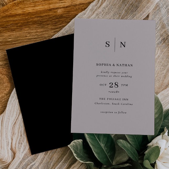 Minimal and Chic | Soft Gray and Black Wedding Invitation (Creator Uploaded)